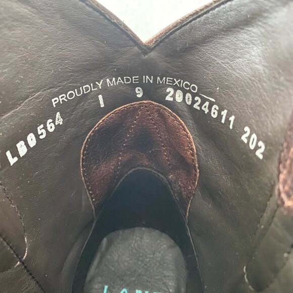 Lane EMMA JANE Womens Cowboy Bootie 9 Cognac Brown Western Cowgirl Short Boots - Picture 9 of 11